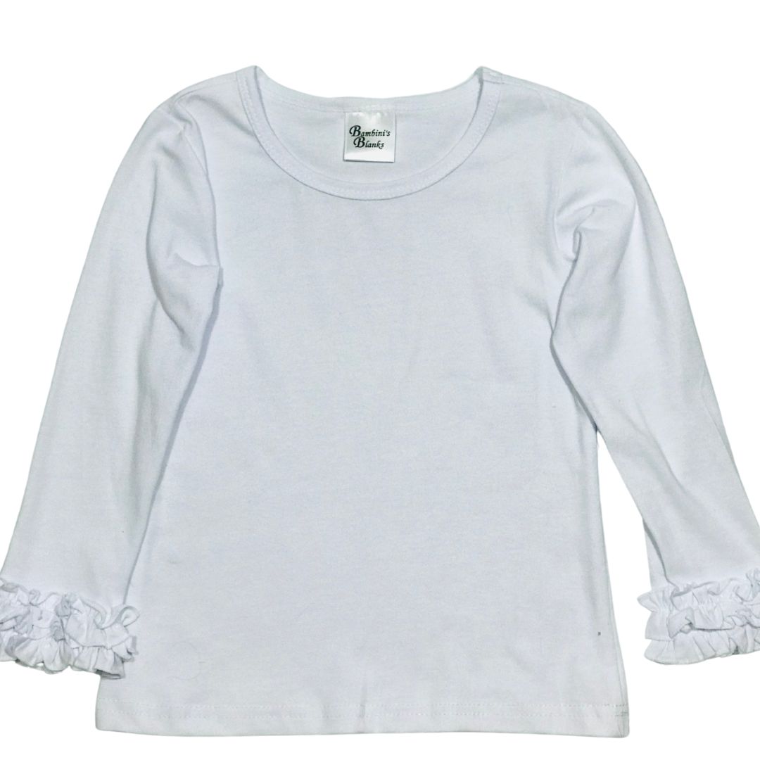 Fall Shirt for girls - 100% Polyester Long Sleeve white shirt with big ruffle